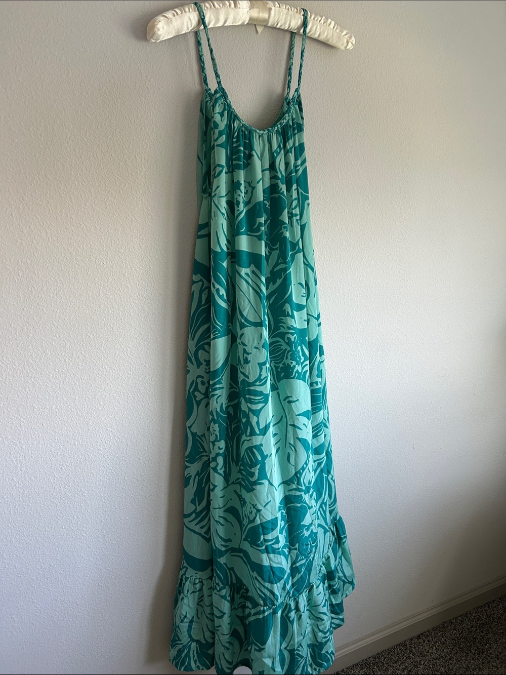 True Destinations Teal Tropical Maxi Dress - Picture 10 of 13